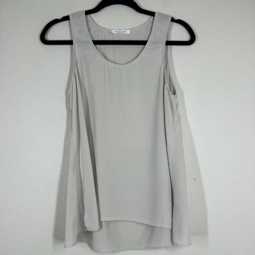 EVERLANE The Silk Tank Top Gray Lightweight Natural Earthy Size Medium
